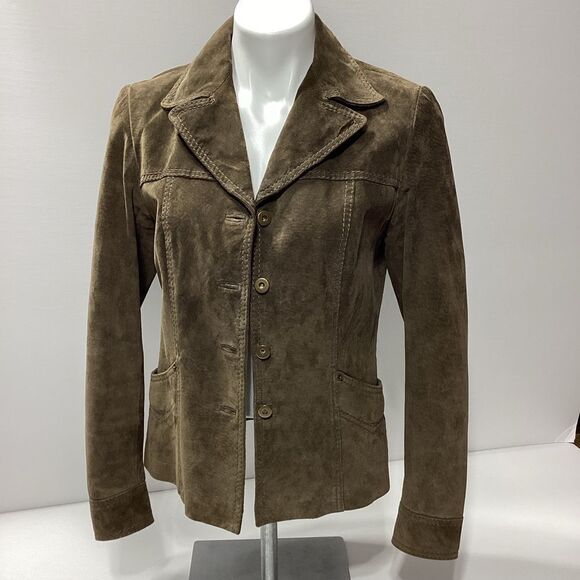 Anonymous By John Carlisle Suede Leather Coat Olive Green Small - Picture 6 of 12
